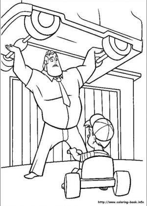 Incredibles Coloring Pages Free Mr. Incredible Lifting a Whole Car