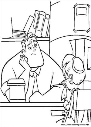 Incredibles Coloring Pages Free Mr. Incredible Working in an Office
