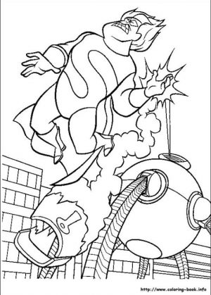 Incredibles Coloring Pages Free Syndrome and His Robot