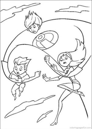 Incredibles Coloring Pages Mrs. Incredible Turning Into Parachute