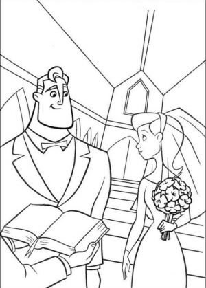 Incredibles Coloring Pages for Kids The Young Superhero Couple Getting Married