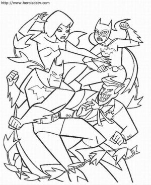 Justice League Coloring Pictures Batman and Wonder Woman Fights Joker