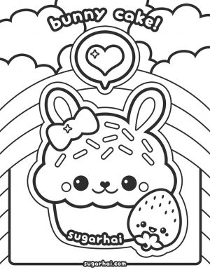 Kawaii Coloring Pages Bunny Cake Cute