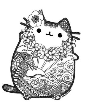 Kawaii Coloring Pages Pusheen Cat Zentangle