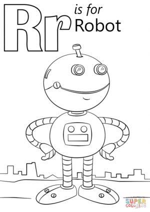 Letter R Coloring Pages Robot – r8591