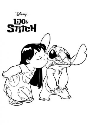 Lilo and Stitch Coloring Pages Lilo Kissing Stitch