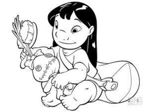 Lilo and Stitch Coloring Pages Lilo Playing with Her Doll