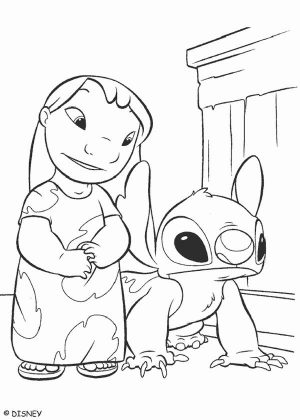 Lilo and Stitch Coloring Pages Lilo Showing Stitch Around