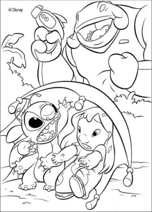 Lilo and Stitch Coloring Pages Lilo and Stitch Hiding from a Monster