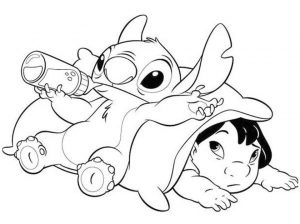 Lilo and Stitch Coloring Pages Lilo and Stitch Just Chilling