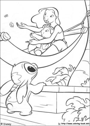 Lilo and Stitch Coloring Pages Stitch Observing Lilo and Her Sister