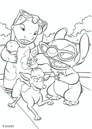 Lilo and Stitch Coloring Pages Stitch Teasing a Dog