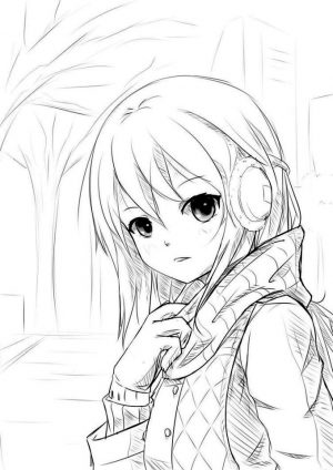 Long Hair Anime Girl Coloring Pages lh86
