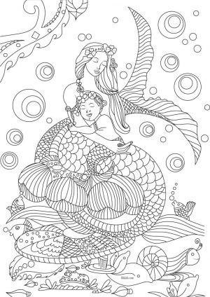 Mermaid Coloring Pages for Adult m04mk