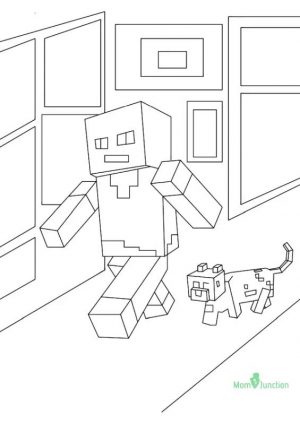 Minecraft Coloring Pages Steve and Alex Walking