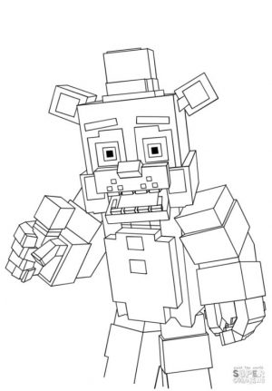 Minecraft Freddy from FNAF Coloring Pages frd3