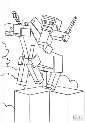 Minecraft Unicorn Coloring Pages for Toddlers un1