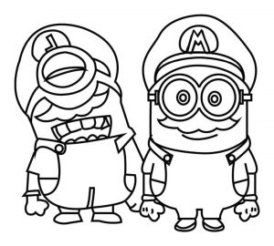 Minion Dressed as Mario and Luigi Coloring Pages