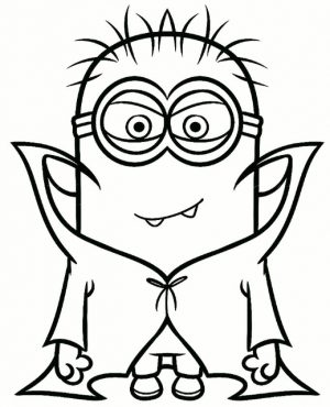 Minion Dressed as Vampire Coloring Pages for Kids