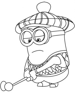 Minion Playing Golf Coloring Pages for Kids