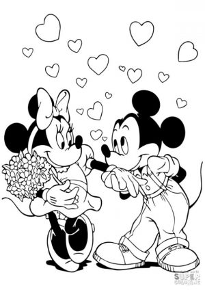 Minnie Mouse Coloring Pages Free Minnie And Mickey Are A Sweet Valentine Couple