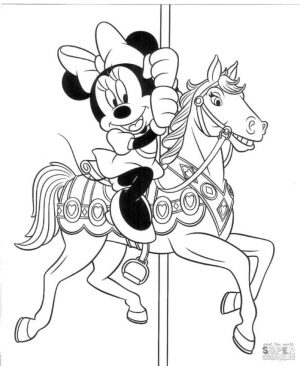 Minnie Mouse Coloring Pages Free Minnie Riding A Toy Horse