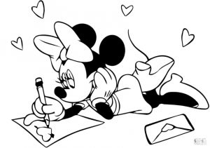Minnie Mouse Coloring Pages Free Minnie Writing a Love Letter