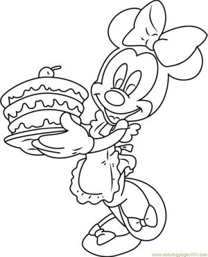 Minnie Mouse Coloring Pages Free to Print Minnie Holding a Birthday Cake