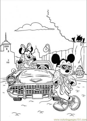 Minnie Mouse Coloring Pages Free to Print Minnie and Mickey with Their New Car