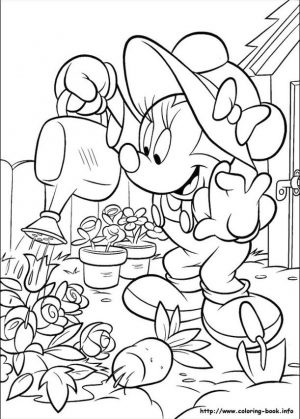 Minnie Mouse Coloring Pages Minnie Watering Flowers