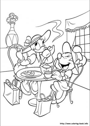Minnie Mouse Coloring Pages Minnie and Daisy Having A Tea Party