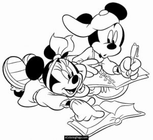 Minnie Mouse Coloring Pages Online Minnie Reading a Book with Mickey