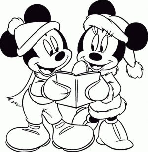Minnie Mouse Coloring Pages Online Minnie and Mickey in Winter Outfit