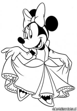 Minnie Mouse Coloring Pages Online Minnie with Her Prom Dress