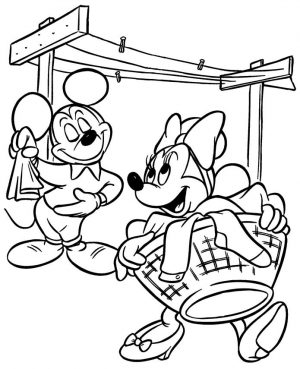 Minnie Mouse Coloring Pages to Print Minnie and Mickey Doing Laundry