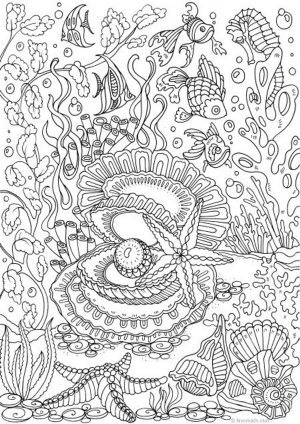 Ocean Coloring Pages for Adults Free Printable Sea Shell Revealing a Pearl