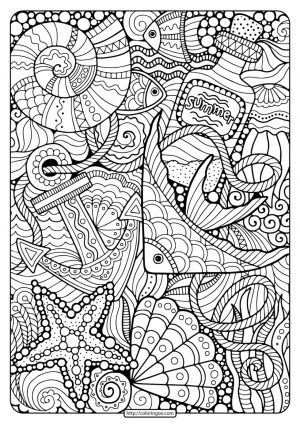 Ocean Coloring Pages for Adults Free Printable Sea Themed Doodle
