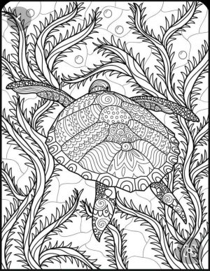 Ocean Coloring Pages for Adults Free Printable Sea Turtle Exploring the Sea Floor