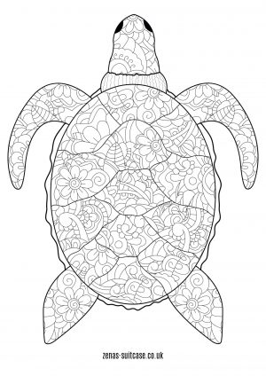 Ocean Coloring Pages for Adults Sea Turtle Zentangle Art