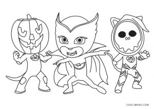 PJ Masks Coloring Pages Black and White Happy Halloween Everybody