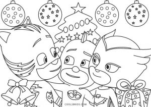 PJ Masks Coloring Pages Black and White Merry Christmas