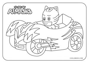 PJ Masks Coloring Pages Black and White The Cat Car