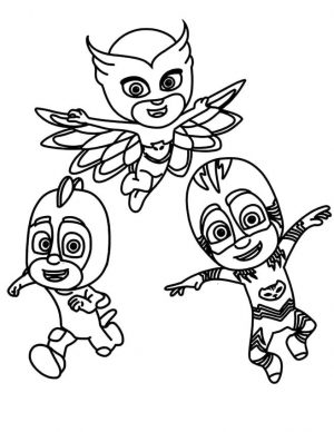 PJ Masks Coloring Pages Printable Happy Kid Heroes in Pajama