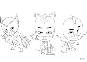PJ Masks Coloring Pages Three Musketeer Owlette Catboy and Gecko