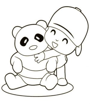 Panda Doll and a Boy Coloring Pages