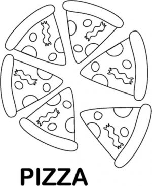 Pizza Coloring Pages Printable Six Slices of Pizza