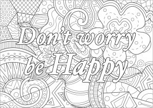 Printable Adult Coloring Pages Quotes Be Happy