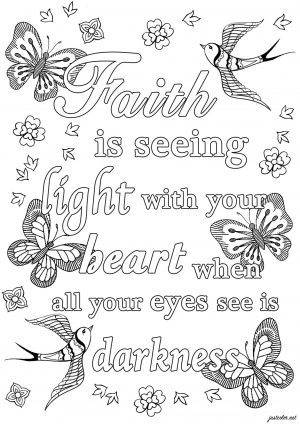 Printable Adult Coloring Pages Quotes Faith in Darkness