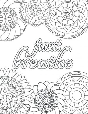 Printable Adult Coloring Pages Quotes Just Breathe