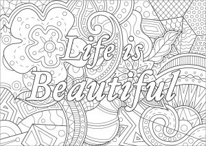 Printable Adult Coloring Pages Quotes Life Is Beautiful